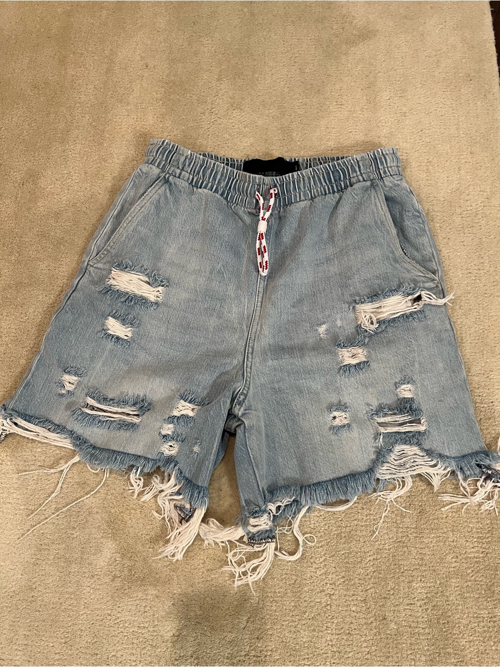 Alexander Wang Light Blue Distressed Denim Jean Shorts